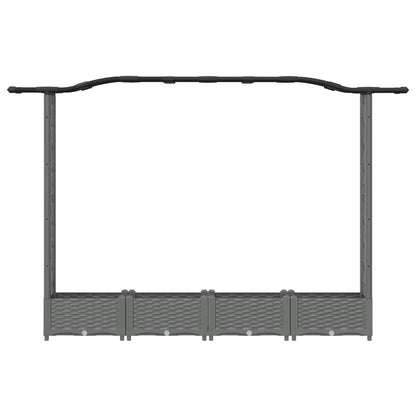 Raised Bed with Trellis and Roof Light Grey 207 x 40 x 126 cm