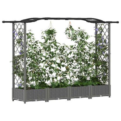 Raised Bed with Trellis and Roof Light Grey 207 x 40 x 126 cm