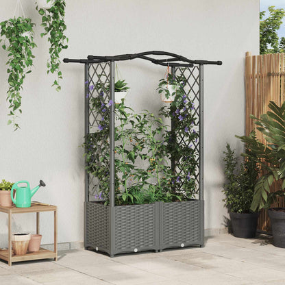 Raised Bed with Trellis and Roof Light Grey 125 x 40 x 138 cm