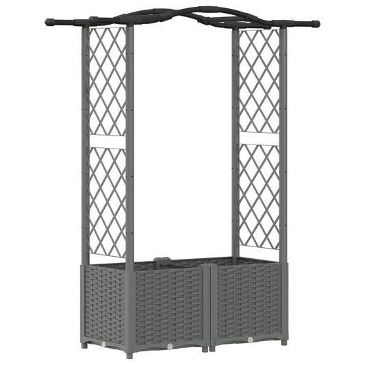 Raised Bed with Trellis and Roof Light Grey 125 x 40 x 138 cm