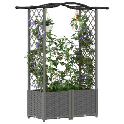 Raised Bed with Trellis and Roof Light Grey 125 x 40 x 138 cm