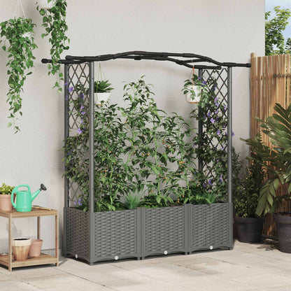 Raised Bed with Trellis and Roof Light Grey 164 x 40 x 142 cm