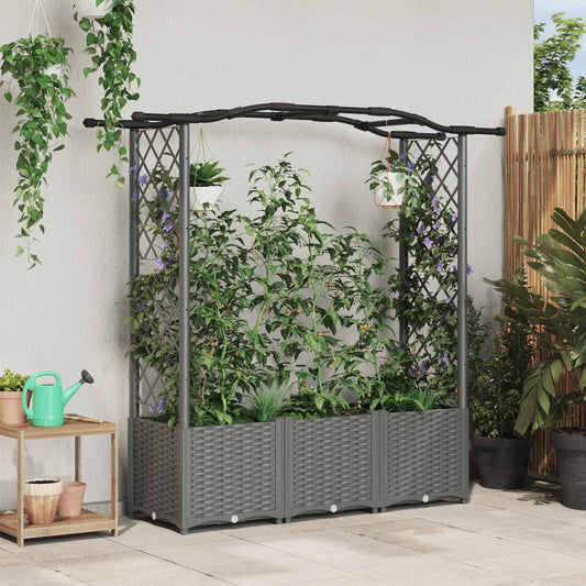 Raised Bed with Trellis and Roof Light Grey 164 x 40 x 138 cm