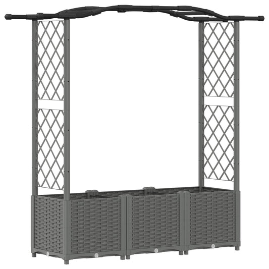 Raised Bed with Trellis and Roof Light Grey 164 x 40 x 138 cm