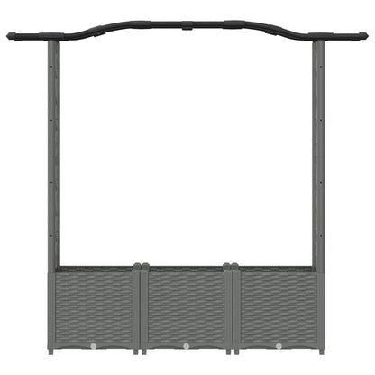 Raised Bed with Trellis and Roof Light Grey 164 x 40 x 142 cm
