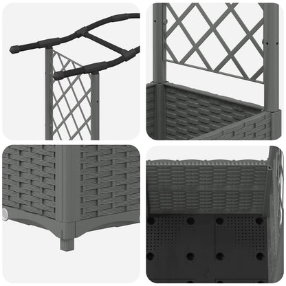 Raised Bed with Trellis and Roof Light Grey 204 x 40 x 141 cm