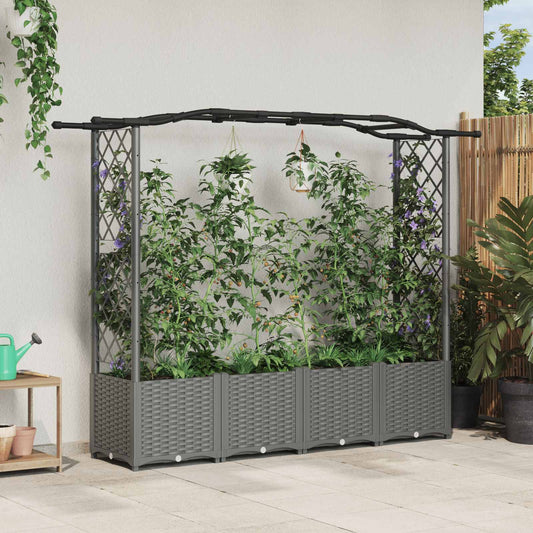 Raised Bed with Trellis and Roof Light Grey 204 x 40 x 138 cm