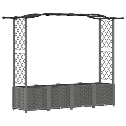 Raised Bed with Trellis and Roof Light Grey 204 x 40 x 141 cm