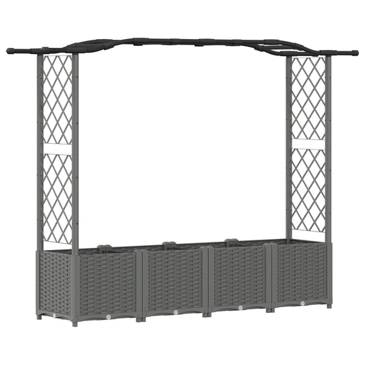Raised Bed with Trellis and Roof Light Grey 204 x 40 x 138 cm