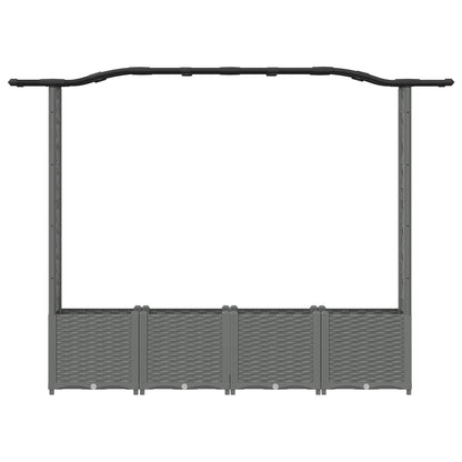 Raised Bed with Trellis and Roof Light Grey 204 x 40 x 141 cm