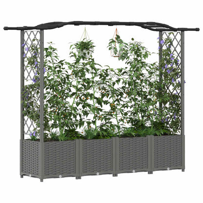 Raised Bed with Trellis and Roof Light Grey 204 x 40 x 141 cm
