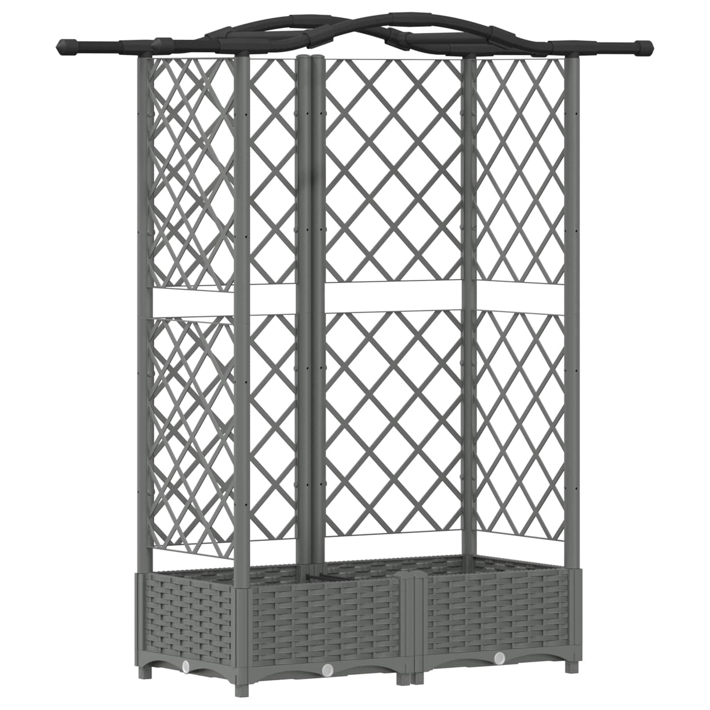 Raised Bed with Trellis and Roof Light Grey 124 x 40 x 123 cm