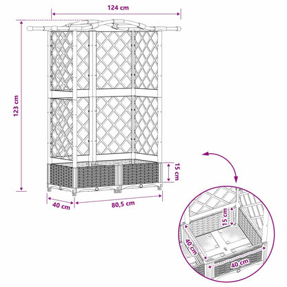 Raised Bed with Trellis and Roof Light Grey 124 x 40 x 123 cm