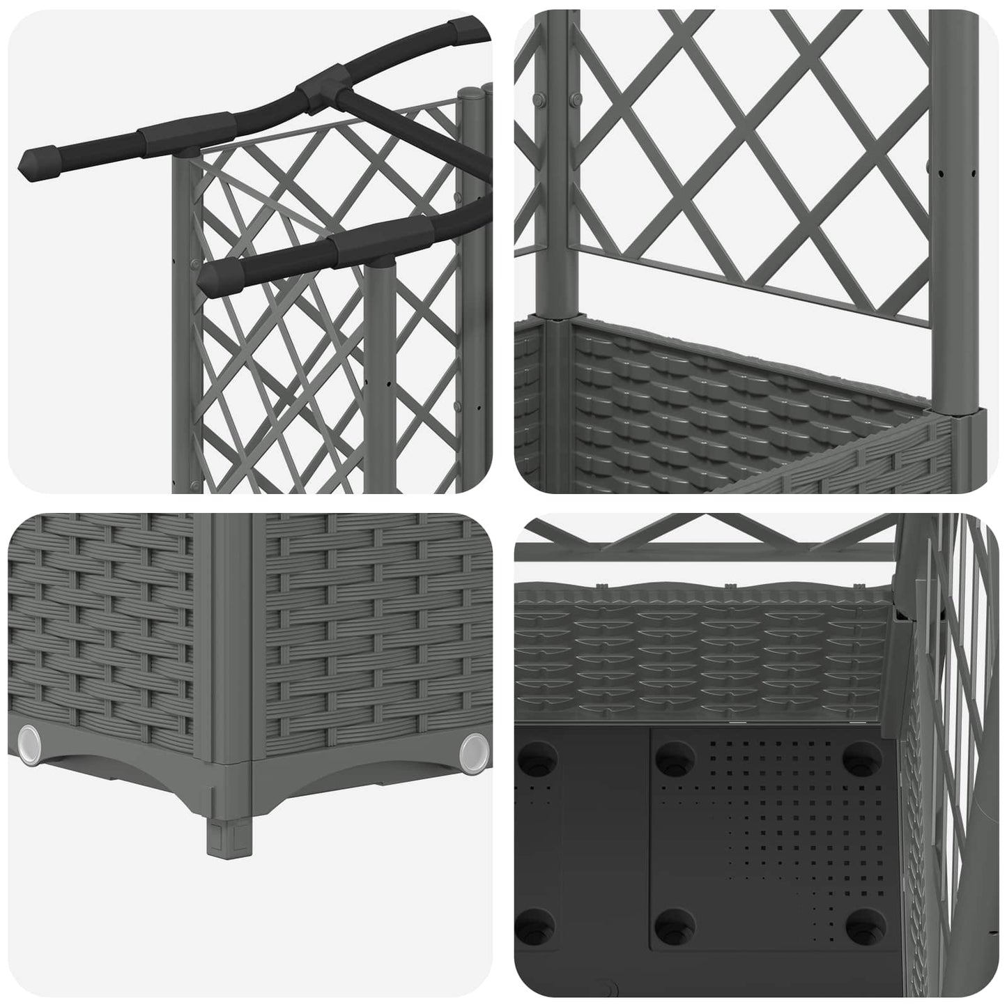 Raised Bed with Trellis and Roof Light Grey 203.5 x 40 x 123 cm