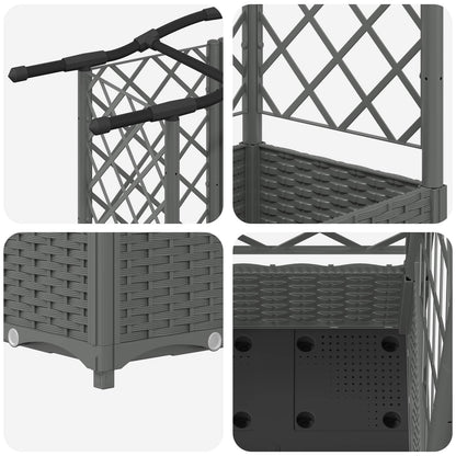 Raised Bed with Trellis and Roof Light Grey 203.5 x 40 x 123 cm