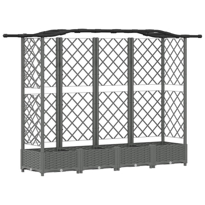 Raised Bed with Trellis and Roof Light Grey 203.5 x 40 x 123 cm