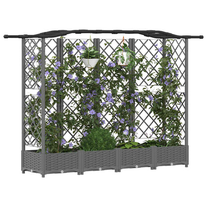 Raised Bed with Trellis and Roof Light Grey 203.5 x 40 x 123 cm