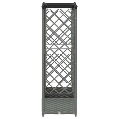Raised Bed with Trellis and Roof Light Grey 203.5 x 40 x 123 cm
