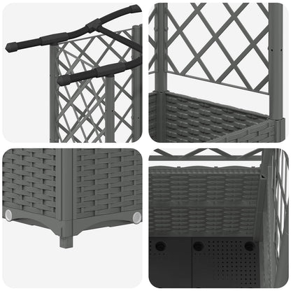 Raised Bed with Trellis and Roof Light Grey 122 x 40 x 138 cm