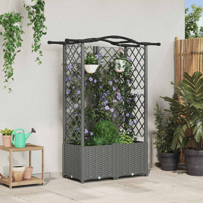 Raised Bed with Trellis and Roof Light Grey 122 x 40 x 138 cm
