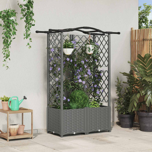 Raised Bed with Trellis and Roof Light Grey 122 x 40 x 138 cm