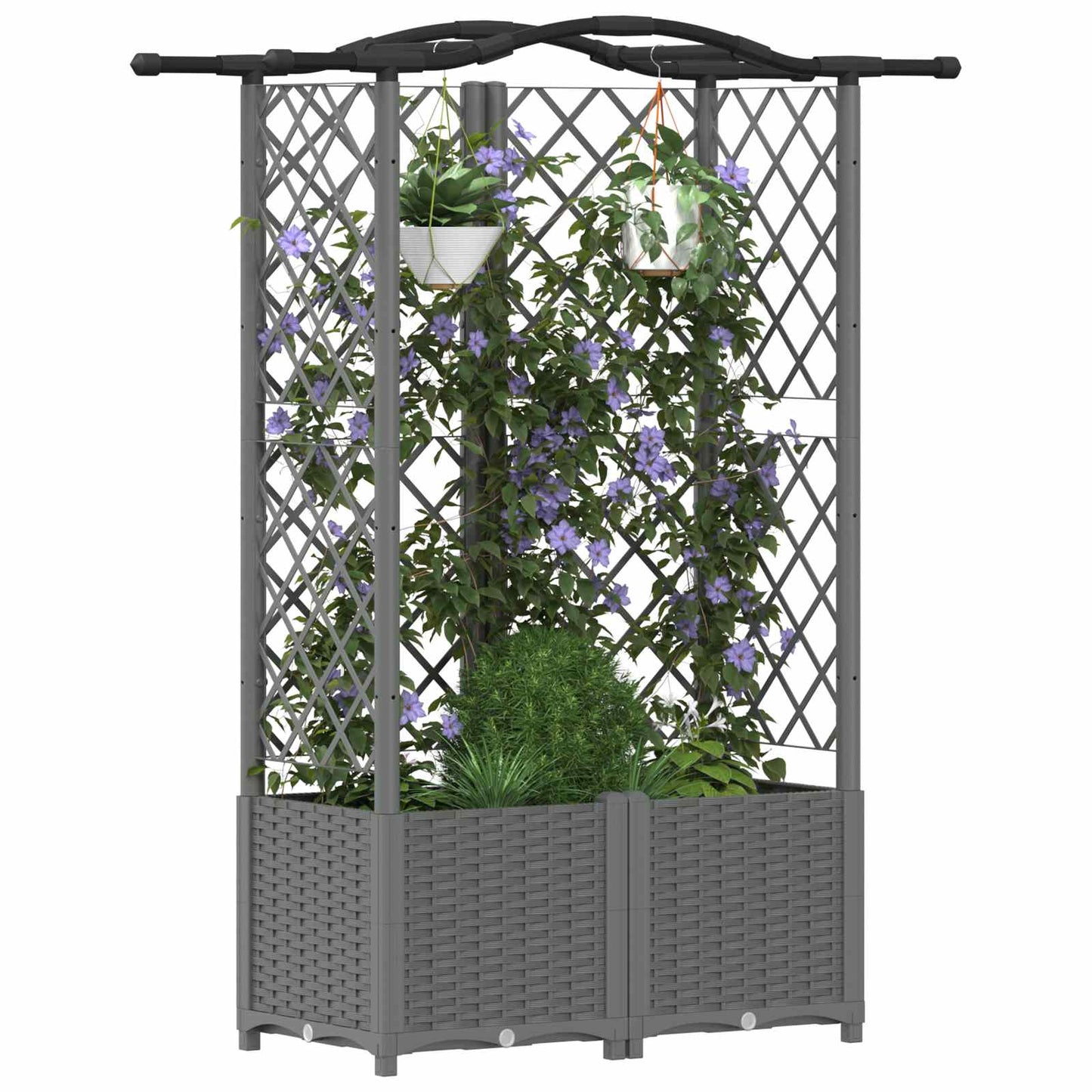 Raised Bed with Trellis and Roof Light Grey 122 x 40 x 138 cm