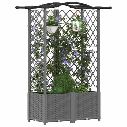 Raised Bed with Trellis and Roof Light Grey 122 x 40 x 138 cm