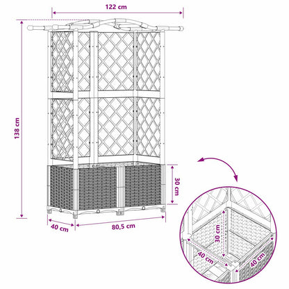 Raised Bed with Trellis and Roof Light Grey 122 x 40 x 138 cm