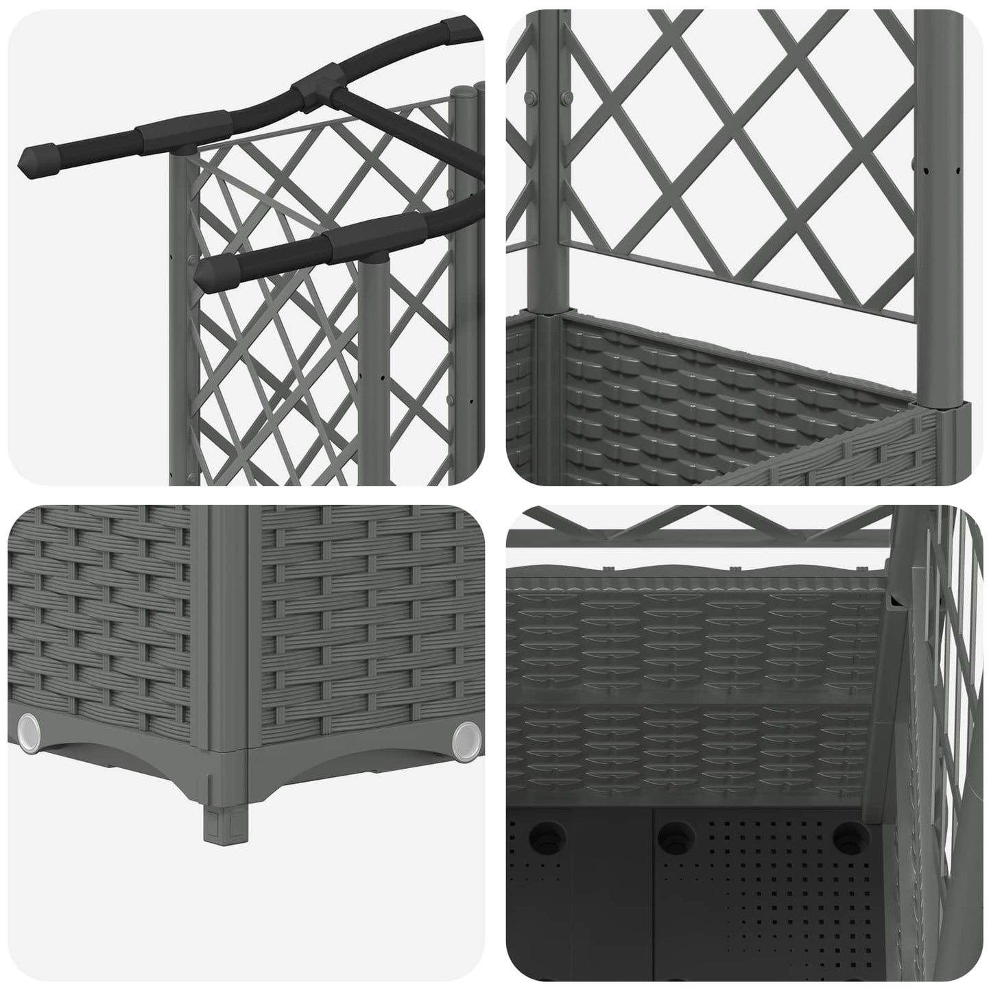 Raised Bed with Trellis and Roof Light Grey 163 x 40 x 138 cm