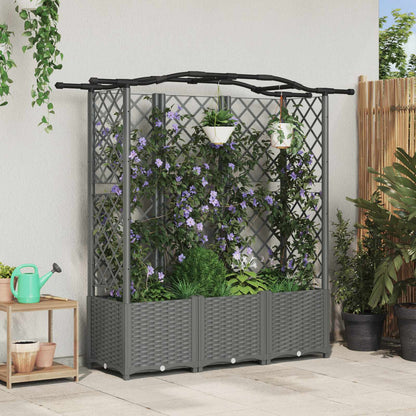 Raised Bed with Trellis and Roof Light Grey 163 x 40 x 138 cm