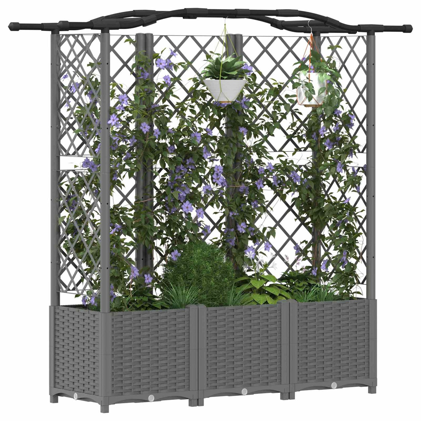 Raised Bed with Trellis and Roof Light Grey 163 x 40 x 138 cm