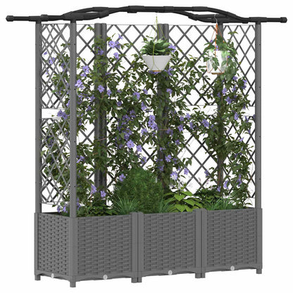 Raised Bed with Trellis and Roof Light Grey 163 x 40 x 138 cm