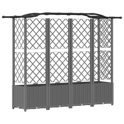 Raised Bed with Trellis and Roof Light Grey 204 x 40 x 138 cm