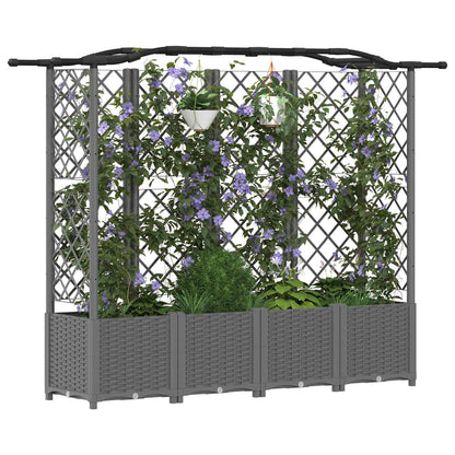 Raised Bed with Trellis and Roof Light Grey 204 x 40 x 138 cm