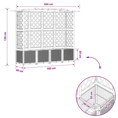 Raised Bed with Trellis and Roof Light Grey 204 x 40 x 138 cm