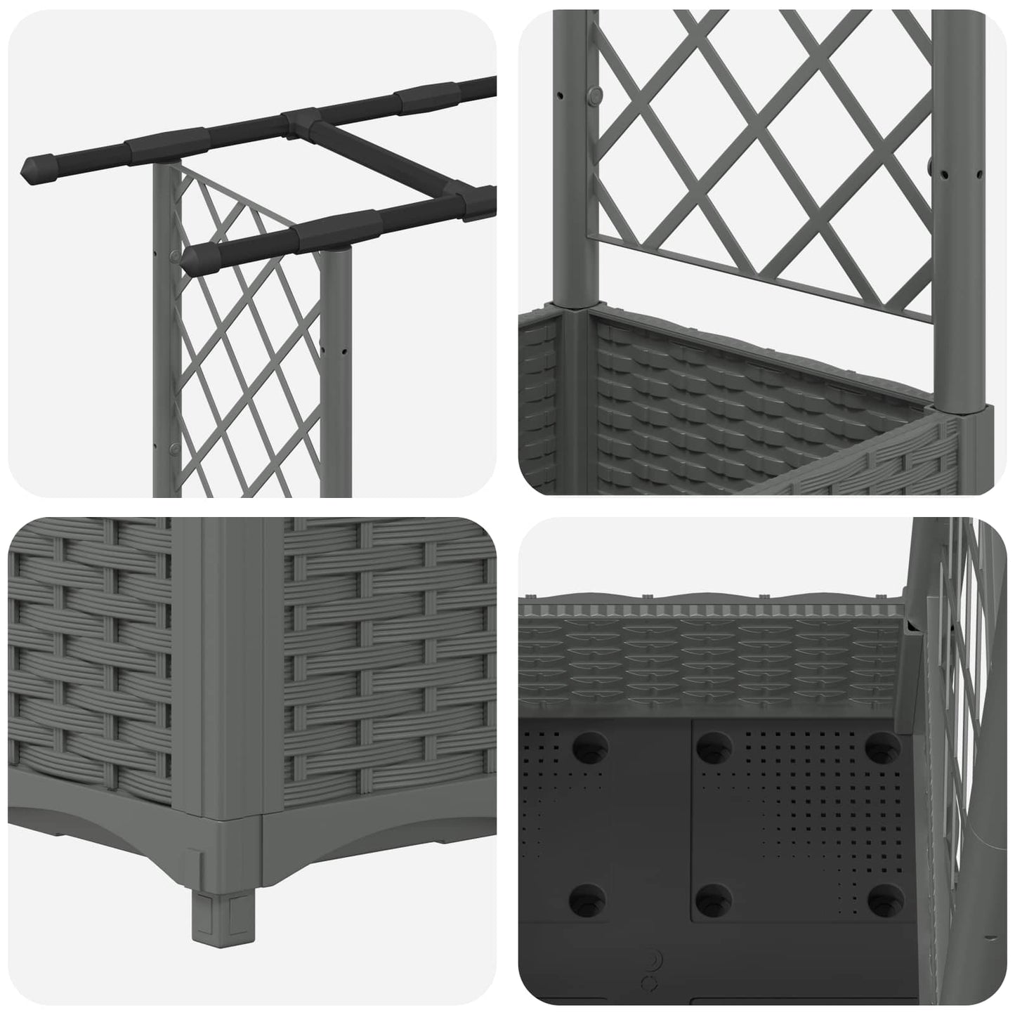 Raised Bed with Trellis and Roof Light Grey 122.5 x 40 x 121 cm