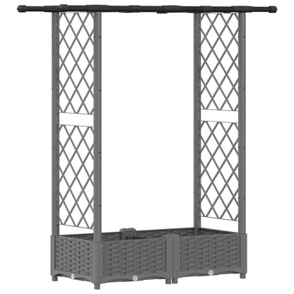 Raised Bed with Trellis and Roof Light Grey 122.5 x 40 x 121 cm
