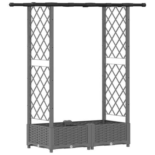 Raised Bed with Trellis and Roof Light Grey 122.5 x 40 x 121 cm