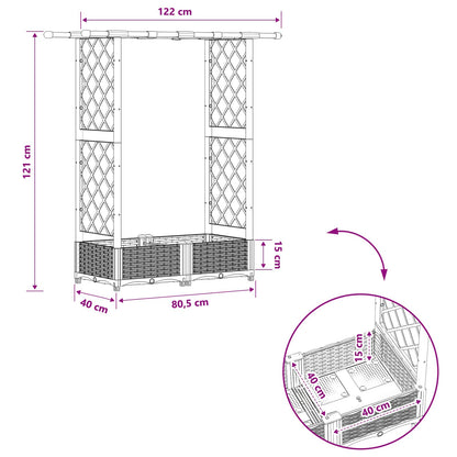 Raised Bed with Trellis and Roof Light Grey 122.5 x 40 x 121 cm