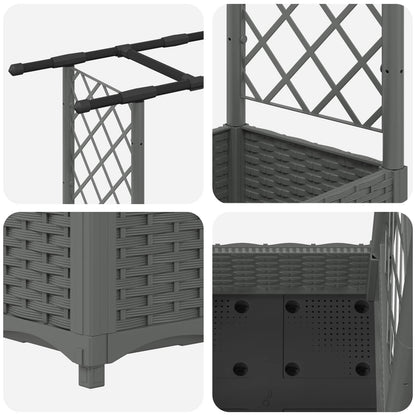 Raised Bed with Trellis and Roof Light Grey 164 x 40 x 123 cm