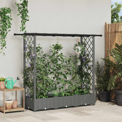 Raised Bed with Trellis and Roof Light Grey 164 x 40 x 123 cm