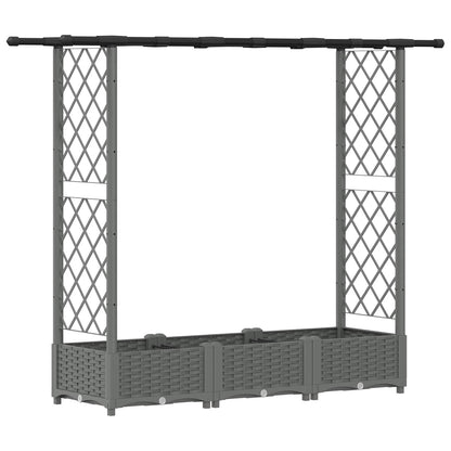 Raised Bed with Trellis and Roof Light Grey 164 x 40 x 123 cm