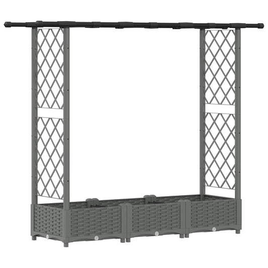 Raised Bed with Trellis and Roof Light Grey 164 x 40 x 121 cm