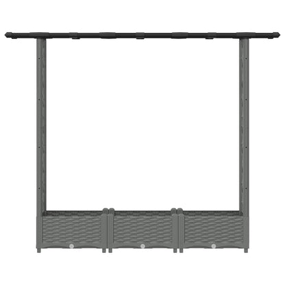 Raised Bed with Trellis and Roof Light Grey 164 x 40 x 123 cm
