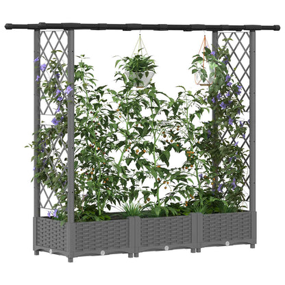 Raised Bed with Trellis and Roof Light Grey 164 x 40 x 123 cm