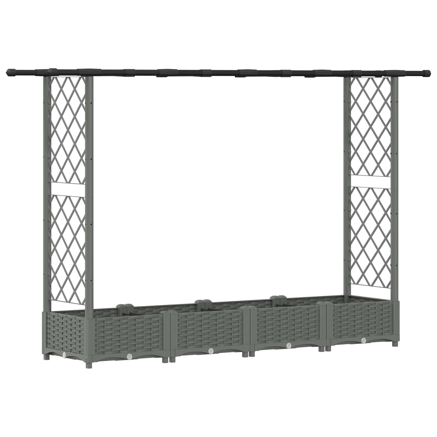 Raised Bed with Trellis and Roof Light Grey 203 x 40 x 121 cm