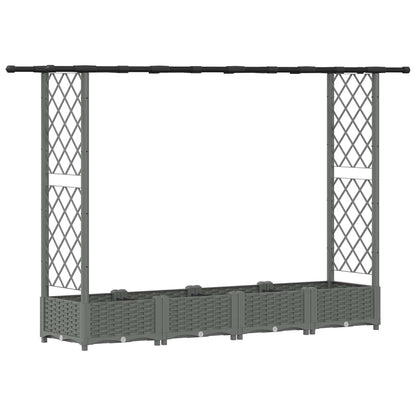 Raised Bed with Trellis and Roof Light Grey 203 x 40 x 121 cm