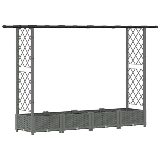 Raised Bed with Trellis and Roof Light Grey 203 x 40 x 121 cm