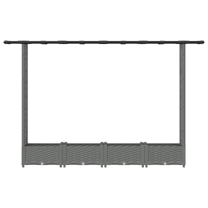 Raised Bed with Trellis and Roof Light Grey 203 x 40 x 121 cm