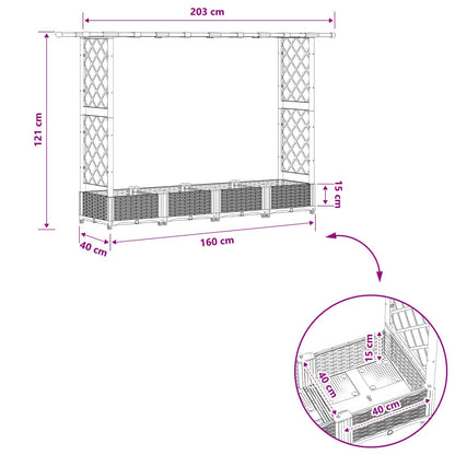 Raised Bed with Trellis and Roof Light Grey 203 x 40 x 121 cm